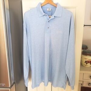 Columbia UPF 80+ Golf Business Casual Light Blue Long Sleeve Polo